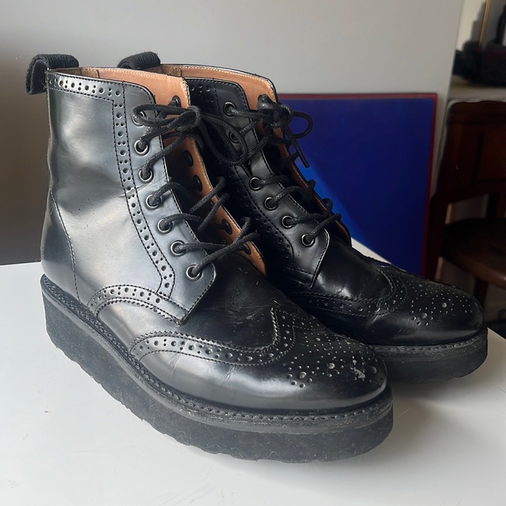 Grenson Black Platform Lace-up Boots